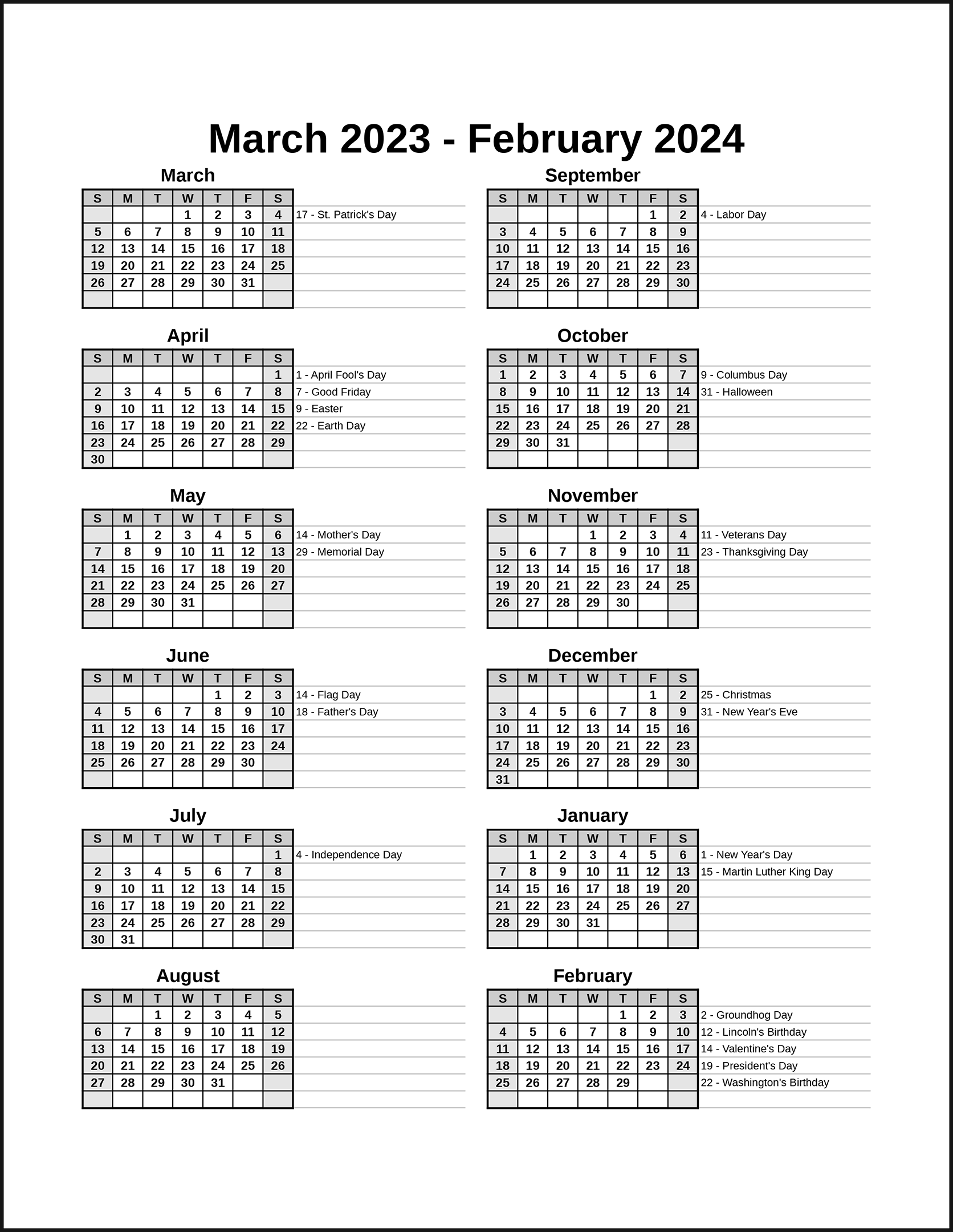 CalendarsThatWork.com - The Sample Calendars